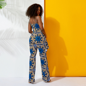 Commercio all'ingrosso della <span class=keywords><strong>tuta</strong></span> della cinghia di spaghetti della <span class=keywords><strong>tuta</strong></span> <span class=keywords><strong>con</strong></span> pantaloni a gamba larga africano ankara tessuto della <span class=keywords><strong>tuta</strong></span> - Product Image 2