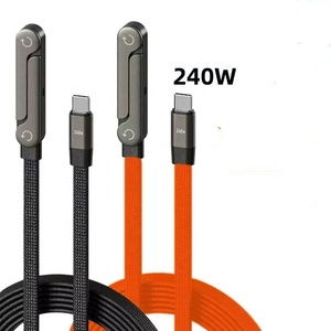Nuevo Cable de Carga Trenzado Tipo C de 240W con Soporte Plegable y Rotatorio, <span class=keywords><strong>Adaptador</strong></span> C a C <span class=keywords><strong>para</strong></span> Laptop y Juegos - Product Image 1