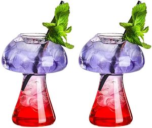 Ensemble de 2 verres à cocktail créatifs en forme de <span class=keywords><strong>champignon</strong></span>, verres à boisson transparents en forme de <span class=keywords><strong>champignon</strong></span>, 250 ml, verres à vin pour fête, verres à <span class=keywords><strong>champignon</strong></span> originaux - Product Image 1
