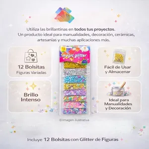 Confezione da 5 strisce glitterate, colori assortiti, 12 buste per lavori manuali - Product Image 1