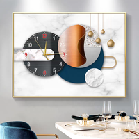 Lukisan Dinding Interior Ruang Makan Modern Horizontal Ruang Tamu Mewah Ringan Hiasan Rusa Kristal Jam Dinding Porselen