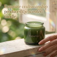 Bougie d'aromathérapie élégante en verre vert foncé pour la maison, avec étiquette personnalisée, parfum longue durée, idéale comme souvenir de fête