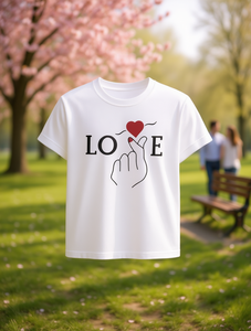 T-shirt imprimé cœur de la Saint-Valentin pour femme, manches courtes, col rond, haut décontracté, tendance, cadeau de vacances, printemps-été, 100% coton - Product Image 2