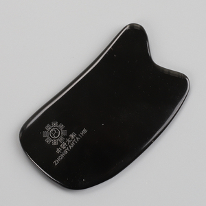 Outil <span class=keywords><strong>Gua</strong></span> <span class=keywords><strong>Sha</strong></span> noir authentique, grattoir triangulaire ergonomique pour le bien-être du visage et du corps - Product Image 1