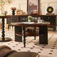 Table basse ronde rétro moderne en bois massif Table basse de luxe pour salon