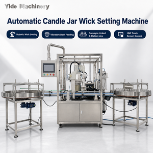 Máquina automática Yide para insertar mechas de madera con brazo robótico, alimentación vibratoria y mesa giratoria para frascos de velas - Product Image 2