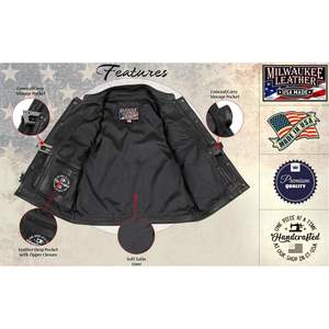 Gilet de moto pour homme en cuir noir Chaos Premium à double fermeture MLVSM5004 fabriqué aux États-Unis 2025 - Product Image 6