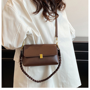 Borsa a Tracolla da <span class=keywords><strong>Donna</strong></span> alla Moda, Taglia Media, in PU, con Chiusura Decorativa, Fodera in Poliestere, Cinghia Decorata, per Uso Quotidiano - Product Image 2