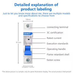 Zheng tai NXB-63C Haushalt Kleiner Leistungs schalter Luft schalter Flamm hemmend, Kurzschluss, Überlast schutz 1P - Product Image 3