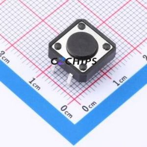 TS-1094-A1B2-D1 Tactile Switch Through hole-4P,12x12mm Switch Single Pole Single Throw Round Button 1.8N Through Hole - Product Image 1