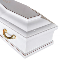 Ataúdes Elegantes de Madera Maciza Blanca para Fallecidos con Detalles y Asas Doradas |   Ataúdes Funerarios Europeos de Lujo