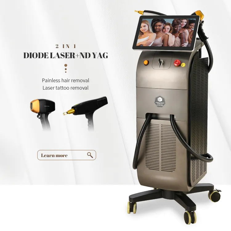 multifunction beauty machine Titanium q switch depilator carbon peeling ND YAG Diode laser 3 Waves Laser ND YAG+808 Diode laser