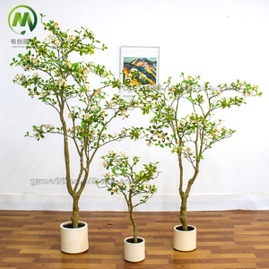 Piante Decorative in Plastica all'Ingrosso, <span class=keywords><strong>Fiori</strong></span> in Tessuto di Seta, Albero Artificiale Sempreverde in <span class=keywords><strong>Vaso</strong></span>, Finto Rhaphiolepis Indica - Product Image 3