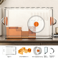 Grande cage à hamster USMILEPET en acrylique transparent, cage spacieuse pour hamster, avec litière en sable et espace en copeaux de bois