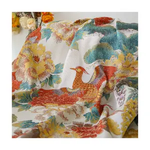 Latest design Polyester texture Phoenix pattern brocade jacquard fabric fashion for dress