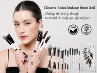 Ensemble de 12 pinceaux de maquillage professionnels de haute qualité, double embout, logo personnalisé, style tendance, pinceaux cosmétiques vegan