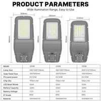 Promotion : Lampadaire Solaire LED en Fer Estampé, Étanche IP65, pour Extérieur et Parking, 100W, 200W, 300W