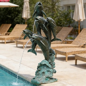 YOUFINE - Estatua de Delfín de Bronce Fundido de Gran Tamaño, Escultura de Delfín Saltando sobre una Ola, para Decoración de Parques y Resorts junto a la Playa - Product Image 3
