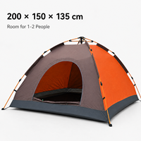 Tente de camping automatique portable en tissu Oxford quatre saisons, imperméable, avec revêtement argenté, pliable, pour 1-2 ou 3-4 personnes