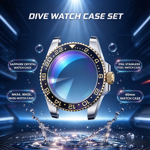 40mm TwoTone 316LStainless Steel Dive <b>Watch</b> <b>Case</b> with Sapphire Crystal Date MagnifierCompatible with NH34 NH35 NH36 Movements - Product Image 2