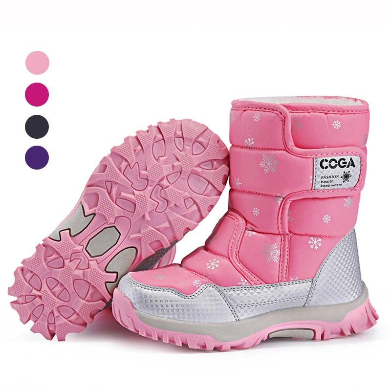 Детские Зимние ботильоны высокие кроссовки зимние сохраняющие тепло Детские уличные нескользящие спортивные водонепроницаемые лыжные ботинки для девочек