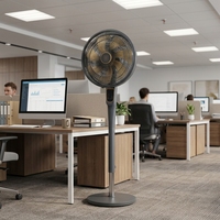 Luxuriöser 36-Gang Smart Standventilator mit Metallgehäuse, DC-Motor, Fernbedienung, Oszillation, Energieeffizienz, Antibakteriell, Höhenverstellbar