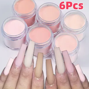 ผงอะคริลิคสำหรับทำเล็บ 6 สี โทนนู้ด/ชมพู น้ำหนัก 7 กรัม*6 กระปุก สำหรับต่อเล็บแบบฝรั่งเศส แต่งเล็บ 3 มิติ แกะสลัก ตกแต่ง ด้วยวิธีการจุ่ม แห้งเร็ว - Product Image 1