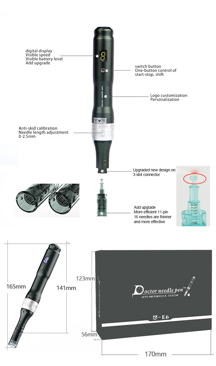 2022 New Arrival Portable Derma Pen Microneedle Device Dr Pen E6 Nano Microneedle Pen