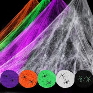 Telaraña de Halloween de Colores, 20g, Telaraña Elástica Colorida con Araña de Plástico, Decoración de Halloween para Interiores y Exteriores - Product Image 1