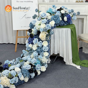 Colore blu abbinamento fiori artificiali di seta grande rosa di ortensie per bebè centenario banchetto di fidanzamento di nozze - Product Image 1