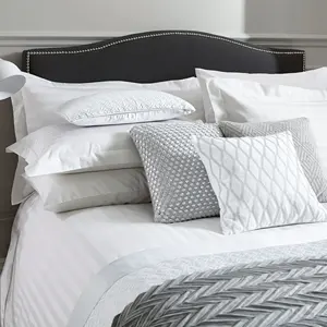 Hotel de lujo blanco ropa de cama doble reina rey edredón conjunto 100% algodón egipcio sábana de cama