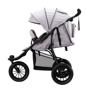 Cochecito de Bebé Ligero 3 en 1, Plegable con una Sola Mano, 3 Ruedas, Reversible, con Cubierta de Lino, Llantas Grandes, Estilo Jogger, Marco de Acero Inoxidable, 22 kg - Product Image 4