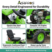 Traktor Mini Pengolah Tanah 10-15HP dengan Starter Elektrik, Gigi 3F+1R, Roda Besi untuk Pengolahan Pertanian