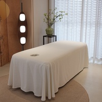 Ensemble de linge de spa de luxe en jacquard blanc, ensemble de linge fonctionnel pour table de massage