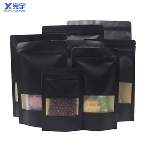 <span class=keywords><strong>Sac</strong></span> <span class=keywords><strong>autoportant</strong></span> en papier kraft épaissi noir <span class=keywords><strong>sac</strong></span> alimentaire refermable réutilisable emballé avec <span class=keywords><strong>sac</strong></span> à fermeture éclair fenêtre - Product Image 4