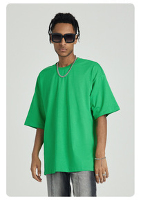 Nouvelle Arrivée 2026 T-shirt Homme Col Rond en Pur Coton Coupe Ample Couleur Unie Anti-boulochage Style Vintage Américain Décontracté - Product Image 4