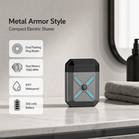 Mini rasoir pour homme en alliage de zinc, double tête flottante 3D, étanche IPX7, charge rapide USB-C, rasoir à barbe portable pour voyage