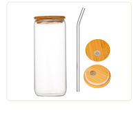 Effacer Givré Sublimation Blancs Verre Mason Jar Bière Peut Tasse En Verre Avec Couvercle En Bambou et Paille