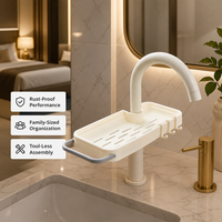 Étagère de rangement élégante pour torchons et éponges, avec drain intégré