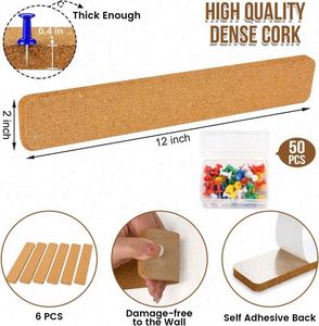 Panneau de liège rectangulaire auto-adhésif 12x5 pouces, épaisseur 0,4 pouce, avec épingles, pour mur, maison, école, bureau, décoratif - Prix usine - Product Image 2
