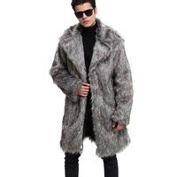 Manteau long en fourrure pour homme avec poils artificiels européens et américains, style trench imperméable