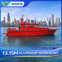 Bateau de travail et de pêche en alliage d'aluminium de 13,15 m avec moteur à essence, navire de service