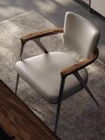 Chaise de salle à manger en cuir et acier inoxydable, style minimaliste et luxueux, fauteuil rembourré simple et moderne de style italien pour restaurant
