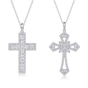 Collier pour femme en argent sterling 925 avec pendentif croix religieuse en moissanite de qualité D VVS, certifié GRA, vente en gros - Product Image 5