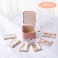 Mini Organisateur de Bijoux Carré Moderne en Cuir avec Pochettes, Étui de Rangement Portable pour Boucles d'Oreilles, Bagues, Rouge à Lèvres et Bijoux Fins