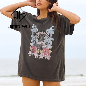 T-shirt pour femmes en gros, t-shirt de plage d'été, t-shirt ample, t-shirt personnalisé, coton biologique écologique - Product Image 2