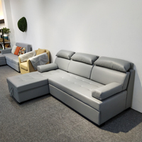 China Hersteller Modernes Design Leder L-Form Klappbares Stauraum Home Wohnzimmer Möbel Schlafsofa