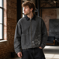 Benta Shangpin – Blousons de travail vintage personnalisables avec votre logo pour hommes, style délavé, fermeture éclair, effet éclaboussures d'encre, veste de travail rétro Detroit pour camionneur