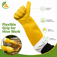 Gants d'apiculture pour temps chaud, paume en cuir de vache jaune, maille respirante 3D, manches longues, équipement de protection anti-piqûres d'abeilles