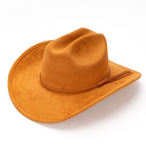 Chapeaux d'hiver à large bord en daim de qualité supérieure, style jazz, squash et fedora cowboy, unisexe, pour un look décontracté, fêtes et activités de plein air - Product Image 6